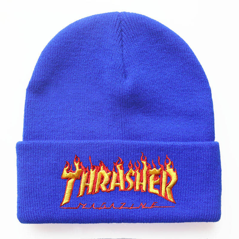 Fashion Flame Letter Embroidery Knitted Hat