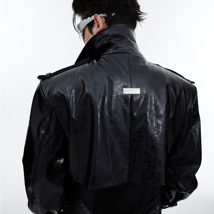 Heavy Niche Deconstruction Double-layer Stitching Padded Shoulder Long-cut Coat