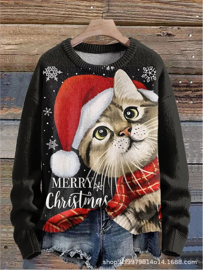 New Casual Fashion 3D Printed Christmas Printed Sweater