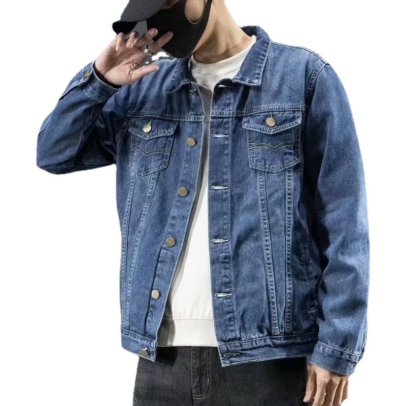 American Vintage Denim Jacket Male Spring And Autumn Korean Style Trendy