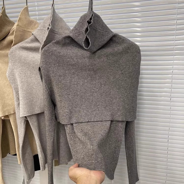 Korean Shawl Two-piece Sweater Women's Simple Graceful