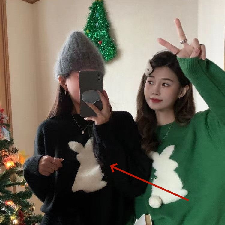 Cute Jacquard Christmas Knitted Sweater For Women