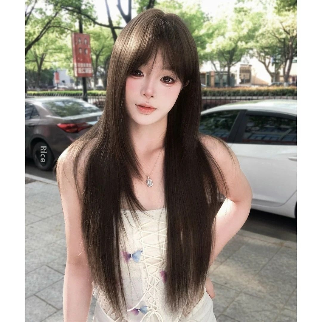 Wig High-level Black Tea Simulation Increase Hair Amount Natural Sweet Replacement