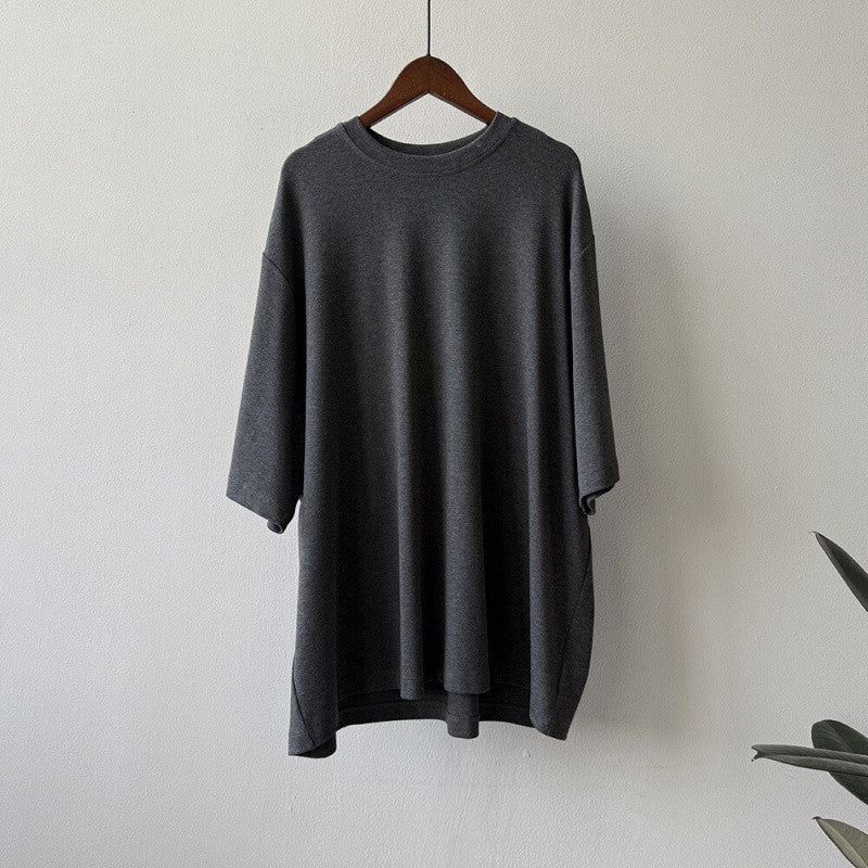 Womens Relaxed American-style Crew-neck Short-sleeve T-shirt