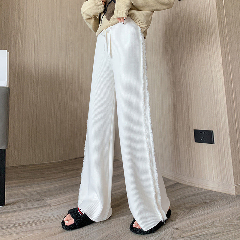 Women's Side Tassel Knitted Wide-leg Pants