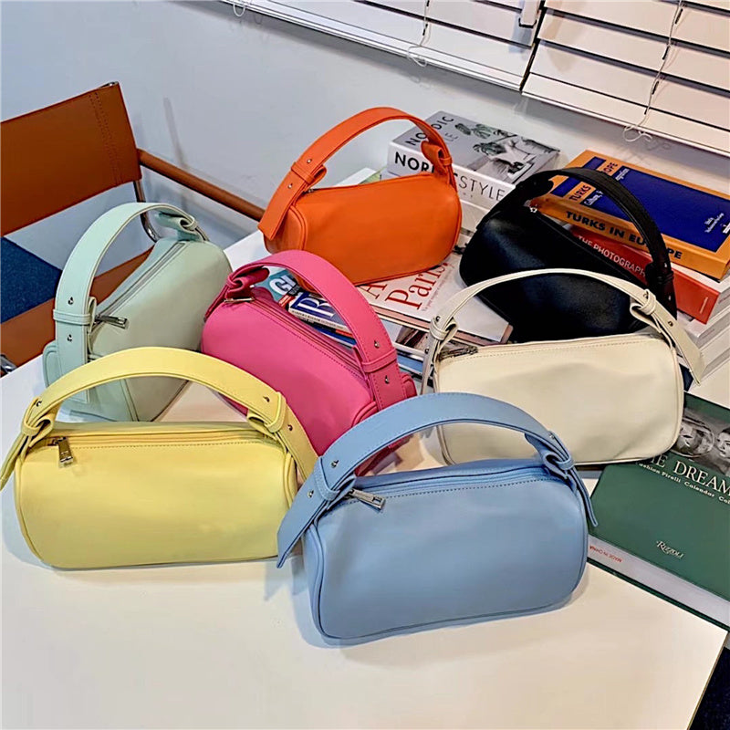 Candy Color Portable Hand Bag Zipper Dumpling Bag One-shoulder Diagonal Bag