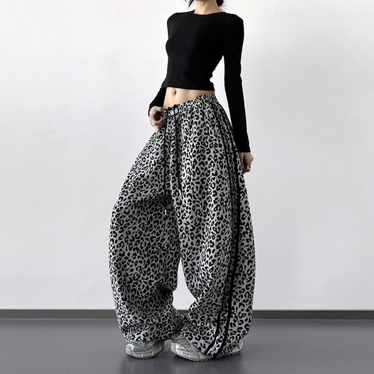 Womens High-waisted Casual Wide-leg Pants