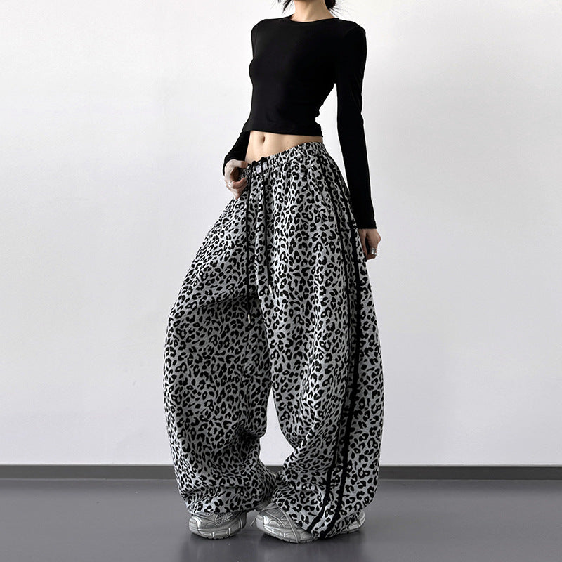 Womens High-waisted Casual Wide-leg Pants