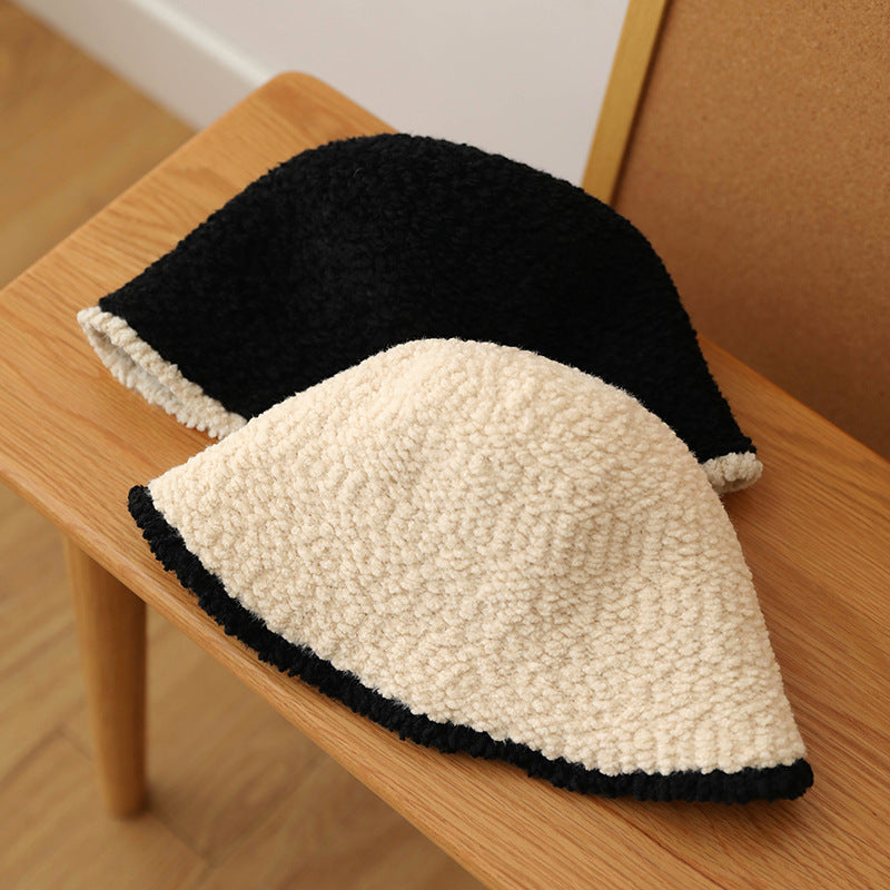 Lamb Roll Color Matching Basin Cap Feminine Temperament