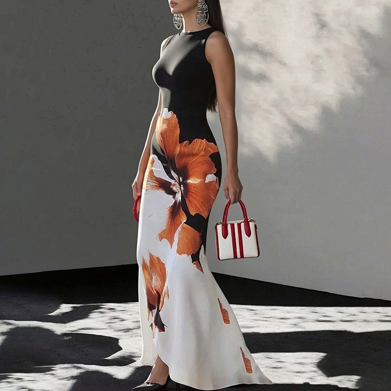 Fashionable And Casual Women's Printed Elegant Sleeveless Dress
