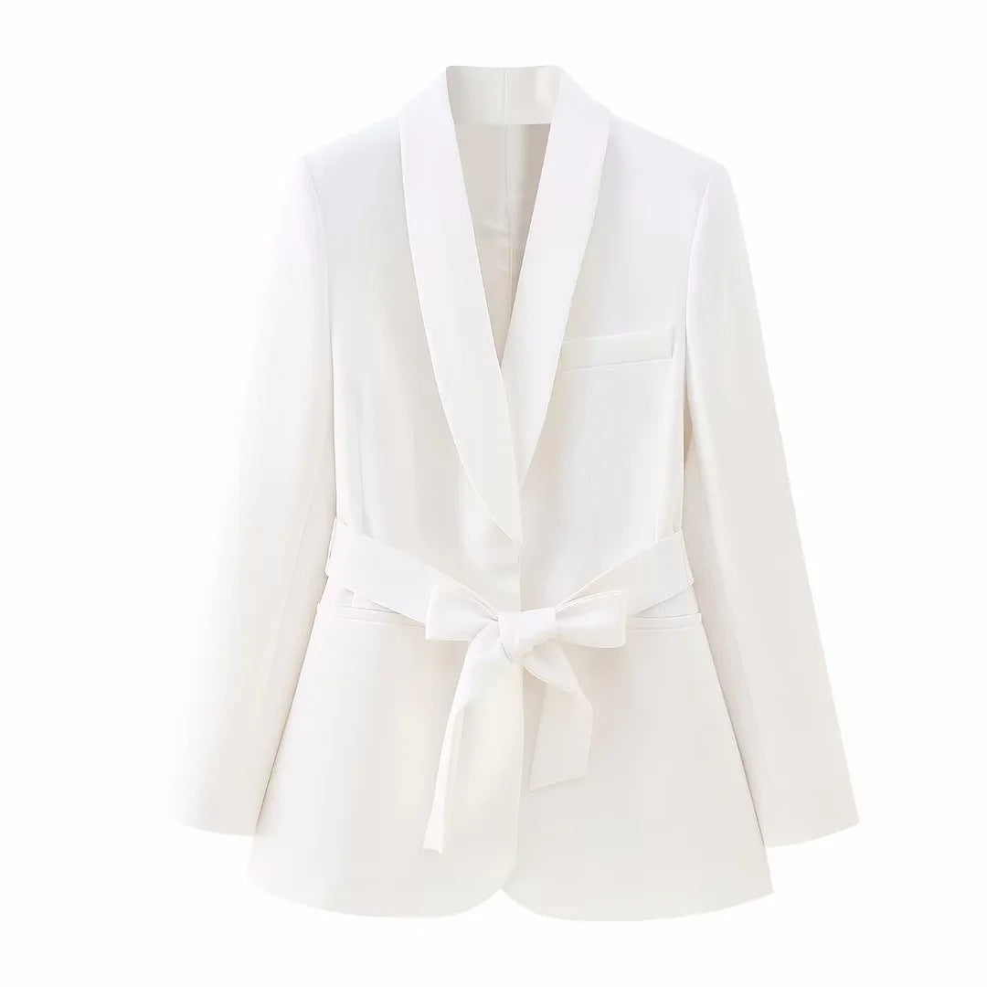 Women's French Style With Belt Dress Small Suit Jacket Casual Trousers