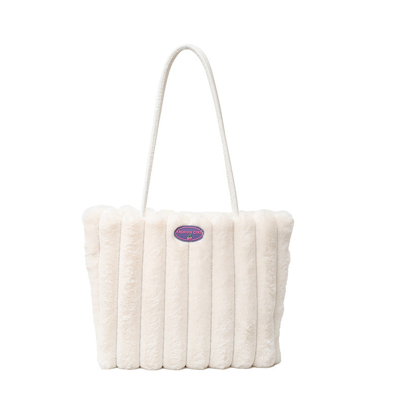 Autumn And Winter Plush New Casual Shoulder Large Capacity Totes