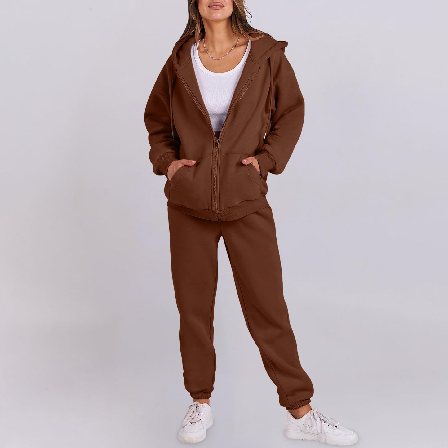 Relaxed-fit Top And Jacket Couples Set Hoodie