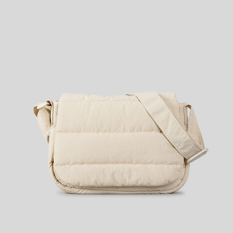 Simple And Lightweight Flap Special-interest Design Quilted Wide Shoulder Strap Crossbody Bag