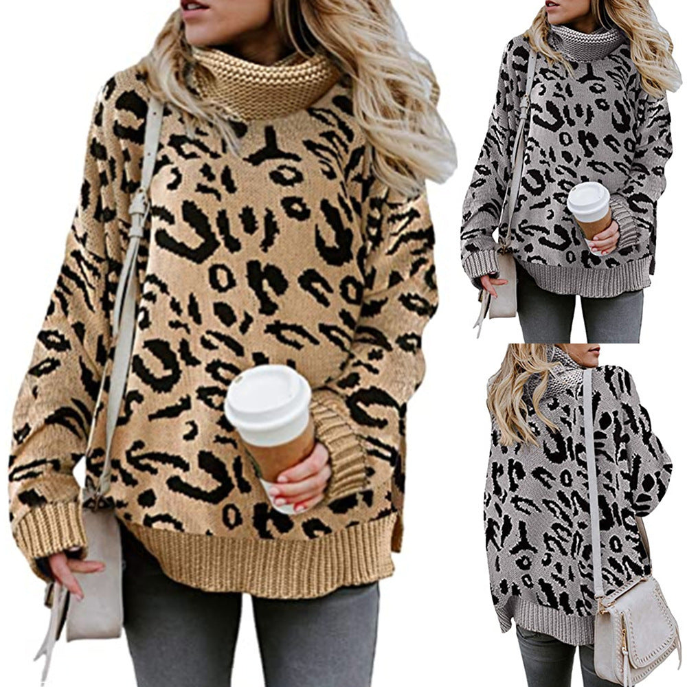 Womens Casual Split-Neck Knitted Sweater With Double Collar