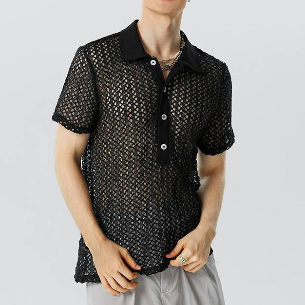 Men's Solid Color Versatile Lapel Knitwear