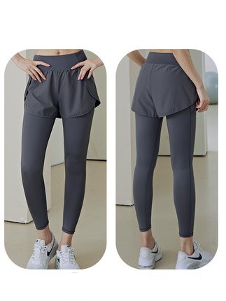 Yoga Pants Women's High Waist Buttock Lifting Fake Two-piece Sports Suit Quick Dry