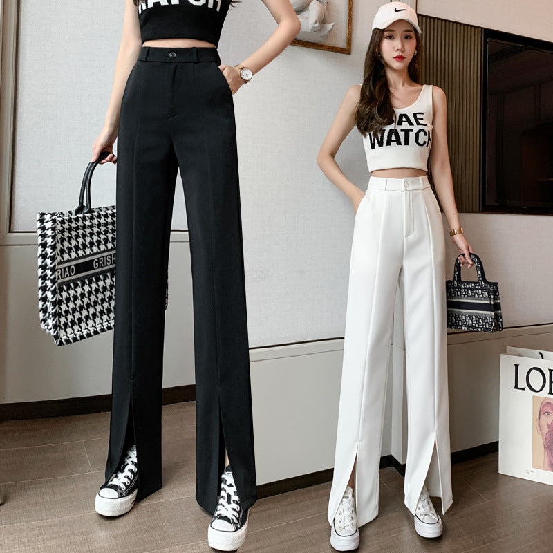 Slit High Waist Slim Flared Pants