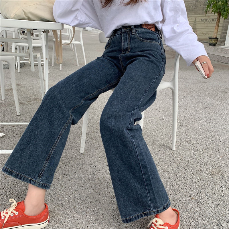 Women's Fall Retro High Waist Wide Leg Loose Jeans