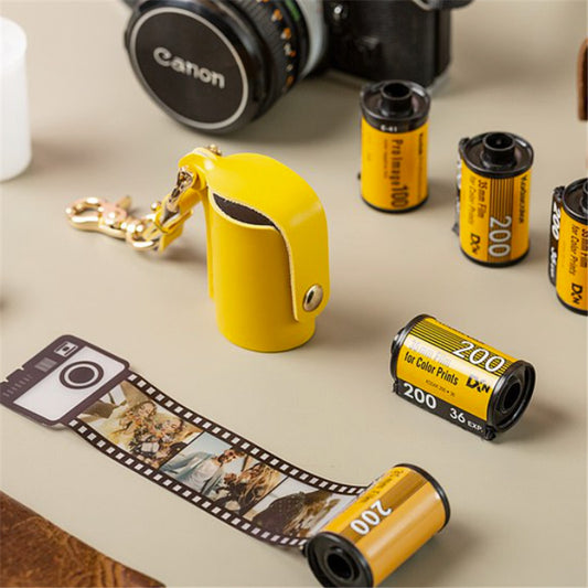 Retro Solid Color Photography Film Storage Leather Case