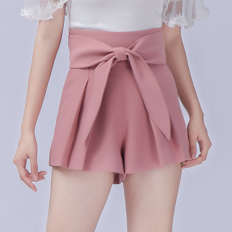 High Waist Shorts With Detachable Belt Pleats Casual