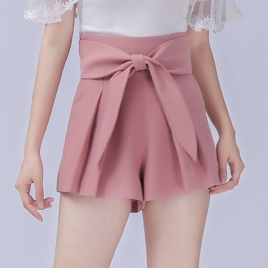 High Waist Shorts With Detachable Belt Pleats Casual