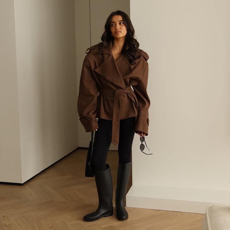 Women's Fashion Waist-controlled Long-sleeved Coat