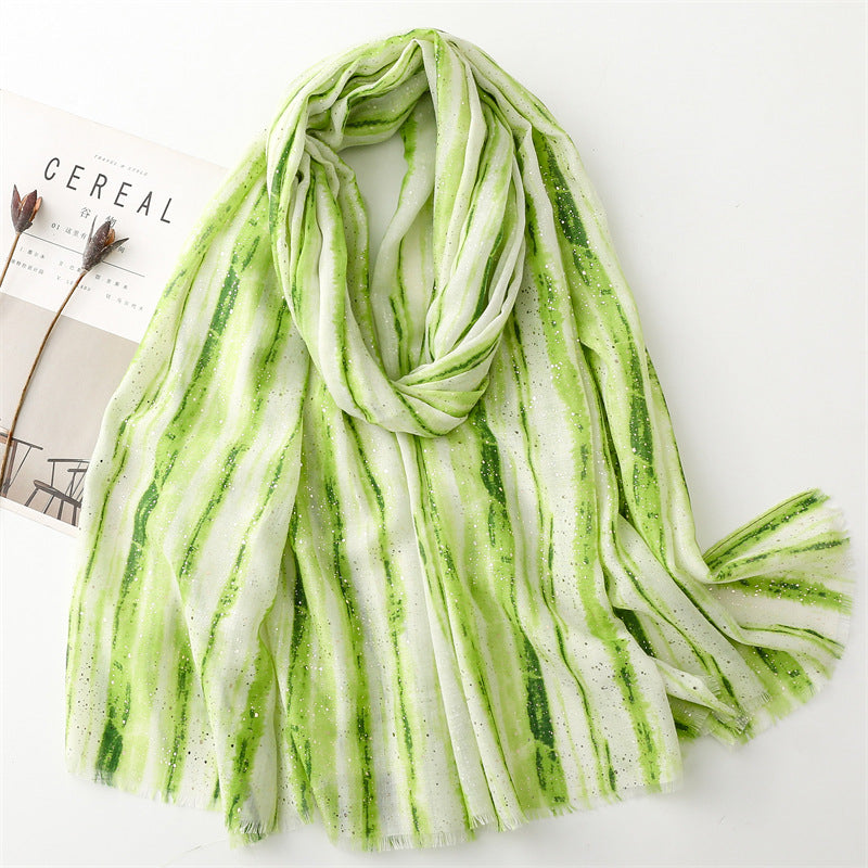 Gilding Bamboo Forest Gradient Burr Silk Scarf Warm Shawl