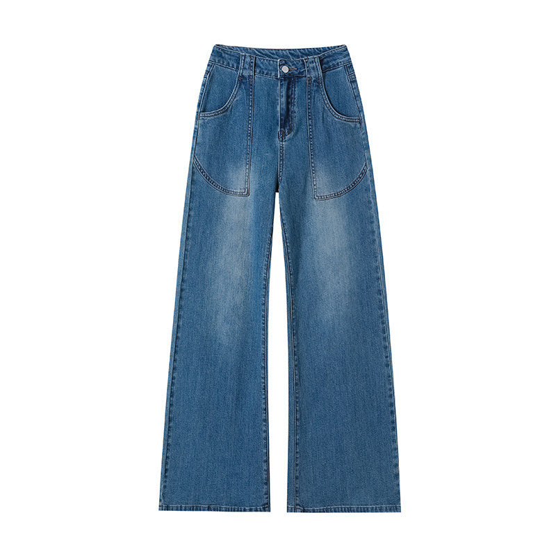 Women's High Waist Straight Jeans Loose Wide Leg