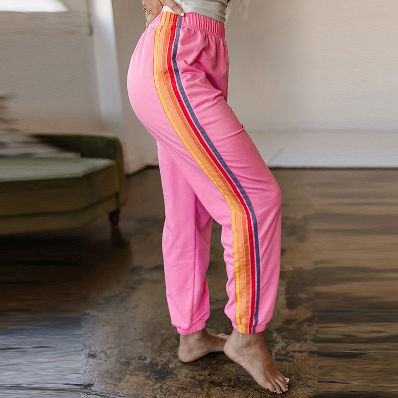 All-match Color Matching Ankle Banded Pants