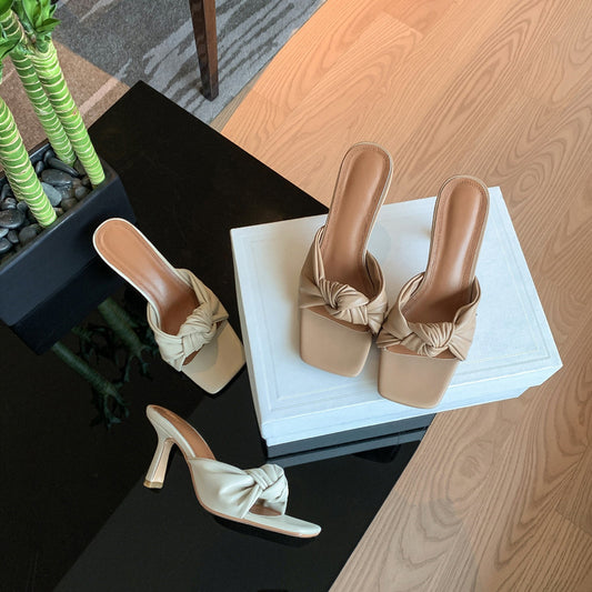 Soft Cross-knot Stiletto Slippers For Women