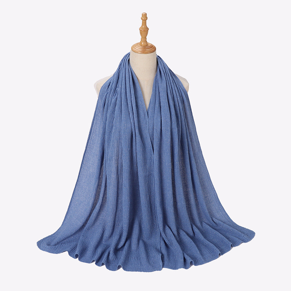 Silver Silk Crumpled Toe Scarf