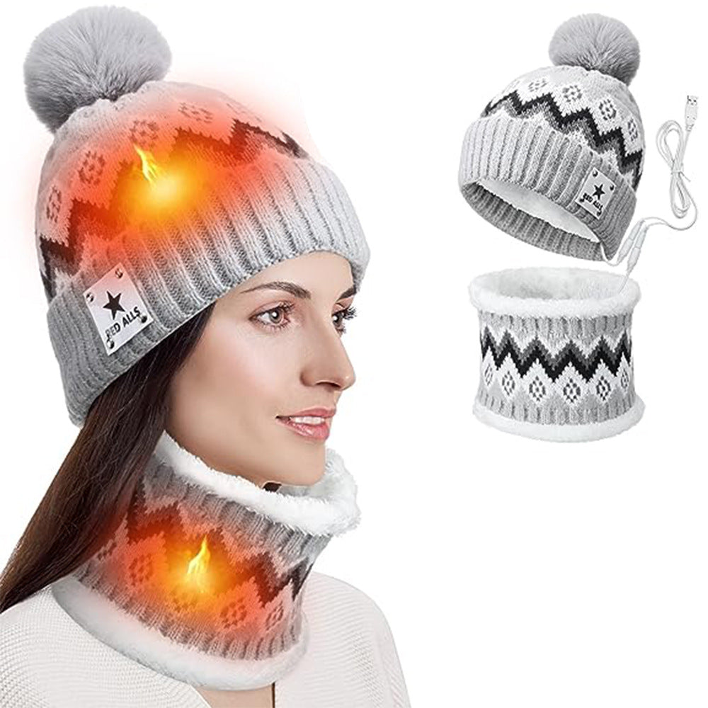 USB Electric Heating Keep Warm and Emit Heat Knitted Hat Scarf Gloves