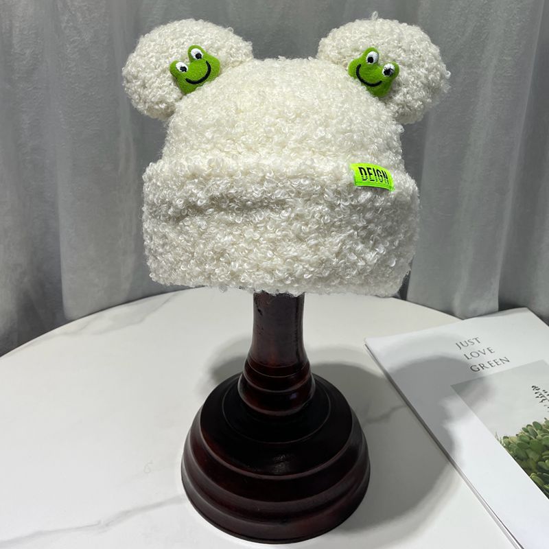 Japanese Cartoon Cute Frog Lambswool Bun Head Hat