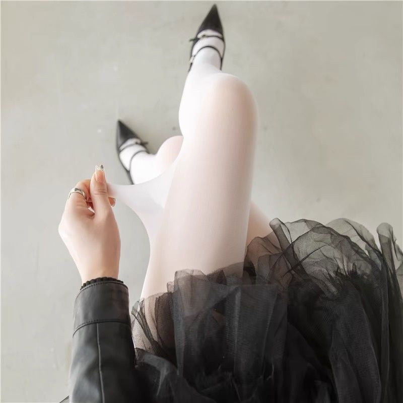 Women's Pure Pure Color Cored Silk Ultra-thin Transparent Stockings