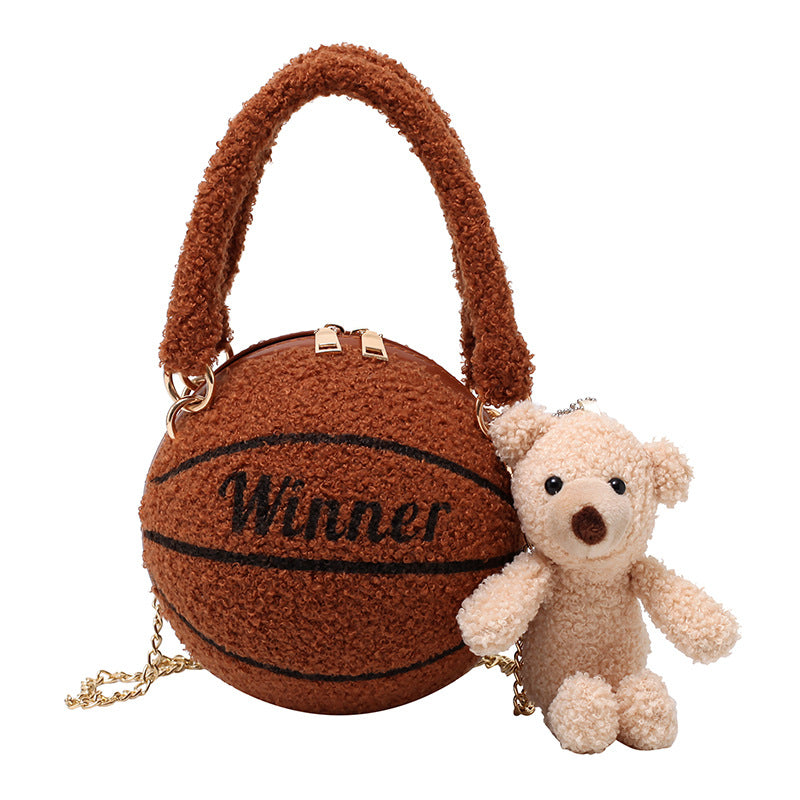 Personality Lamb Hair Basketball Bag Female
