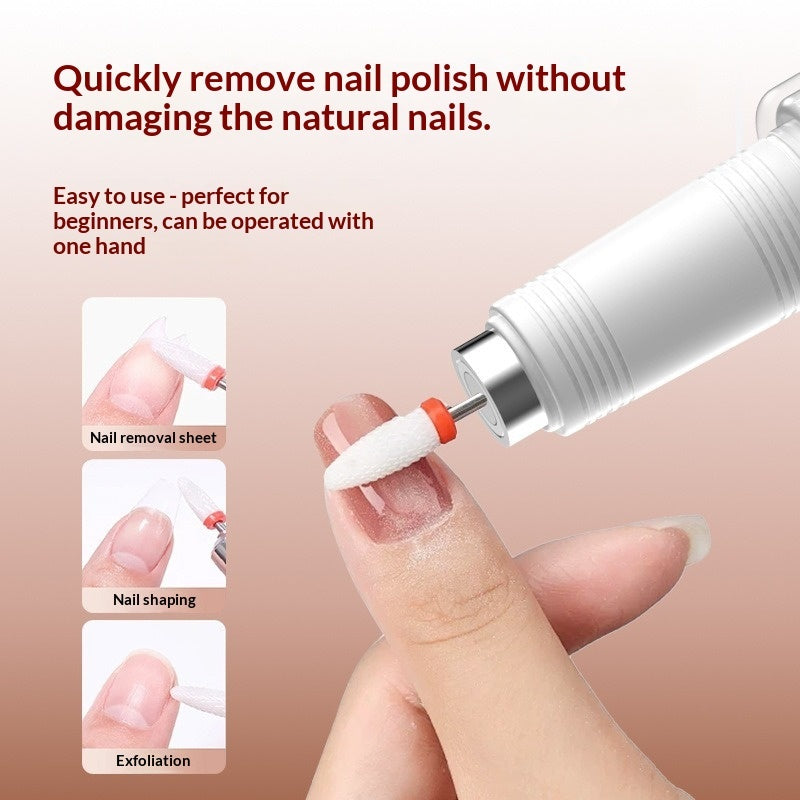 Electric Nail Grinder With LED Light Handheld Rechargeable Manicure Polishing Machine 2-in-1