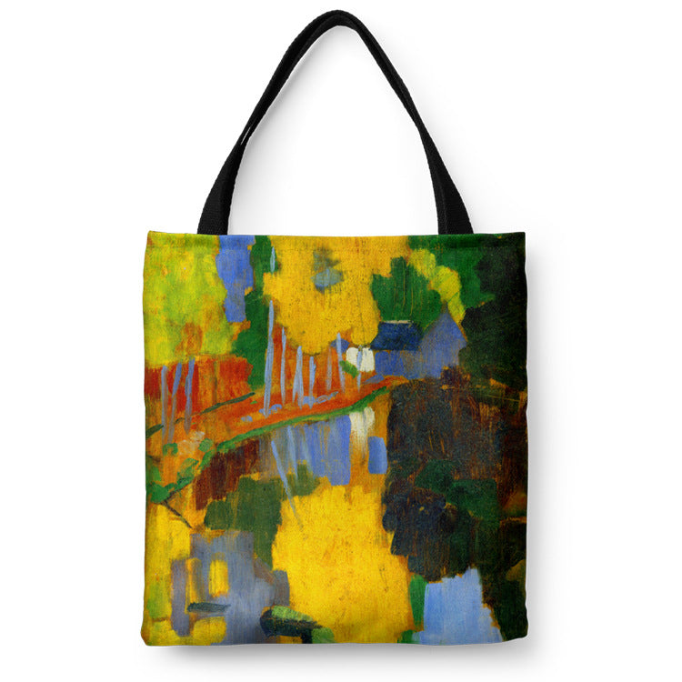 Monet Weeping Willow Water Lily Canvas Bag Shopping Bag Handbag