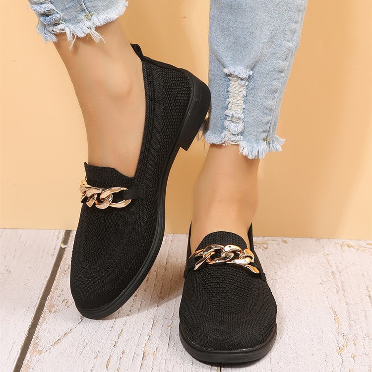 Summer New Style Fly Woven Shallow Chain Comfortable Casual Small White Shoes