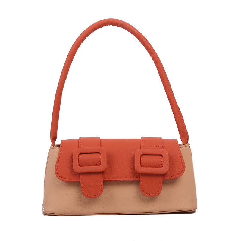 French niche bag women's bag fashionable new fashion Korean casual simple contrast color mesh red one shoulder underarm bag