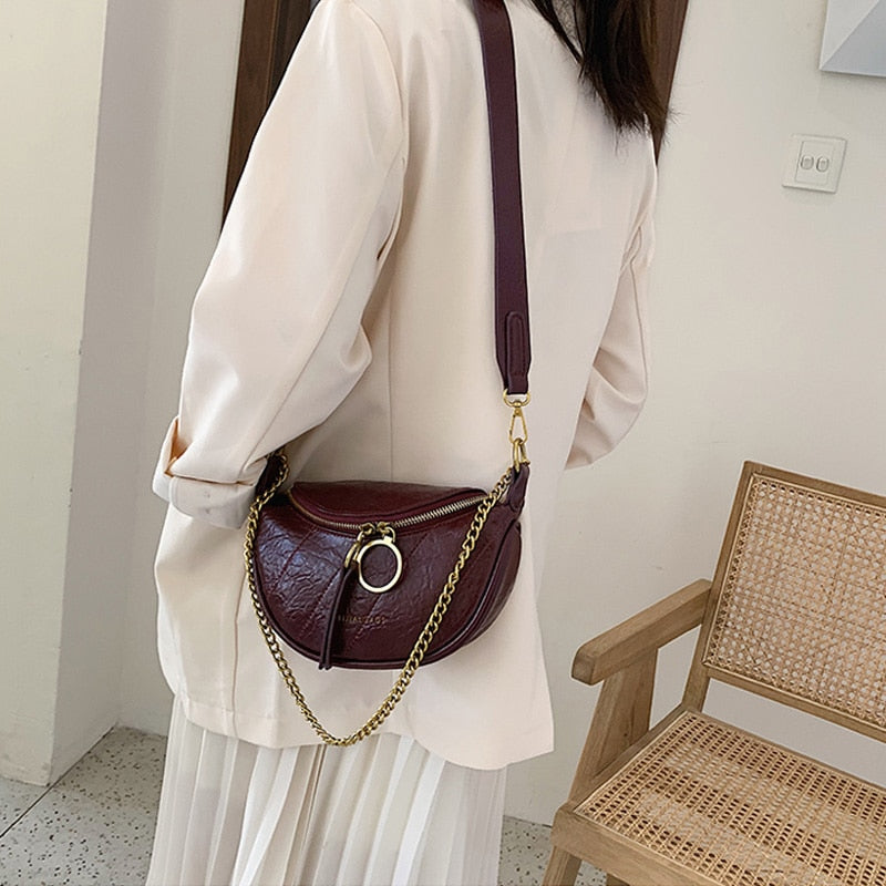 Women's Vintage Textured Leather Shoulder Bag
