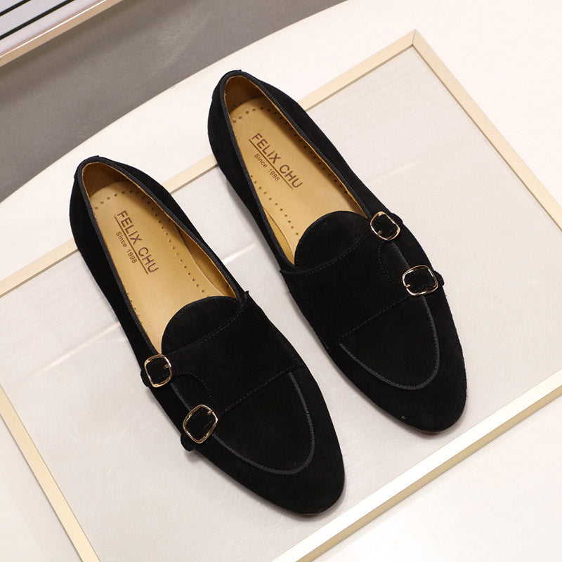 Frosted Leather Cow Suede High-end Dinner Wedding Leather Shoes