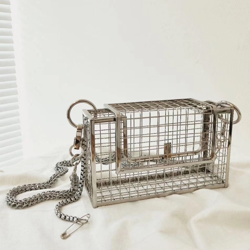 Iron frame bag metal chain crossbody bag