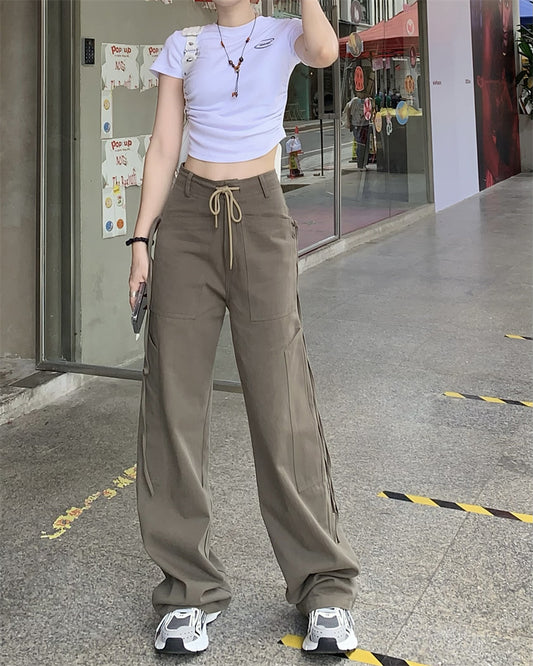 Women's Retro Slim Strappy Casual Pants