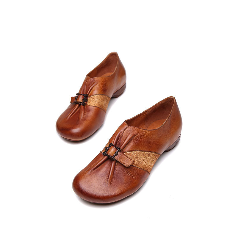 Retro women's shoes low-top round toe single shoes