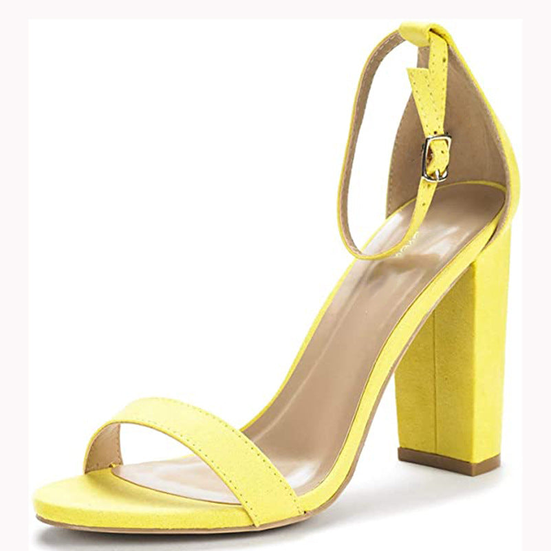 Bright Multicolor Suede Women's Chunky High Heel Sandals