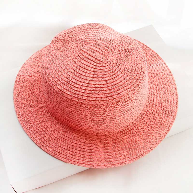 Flat Top Hat Foldable Simple Beach Korean Version Casual Travel Straw
