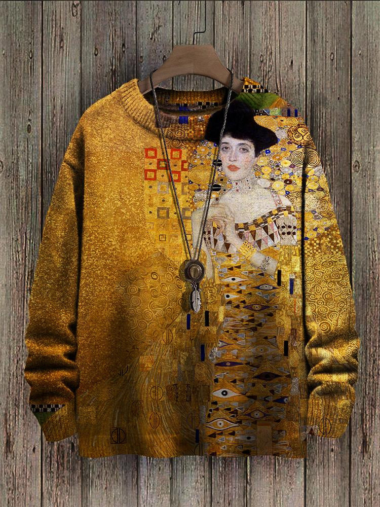 Style Digital Printing Drop-shoulder Long Sweater Abstract