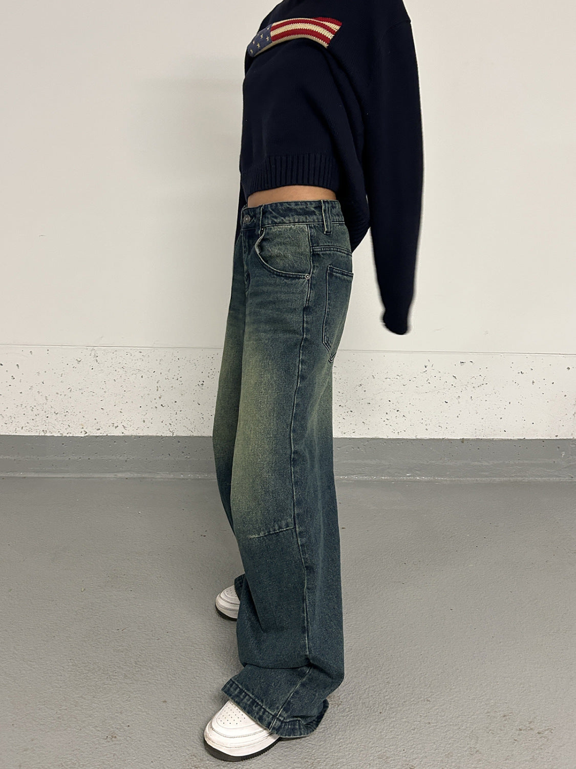 Retrovaskede jeans til kvinder i Plus Size Idle Style