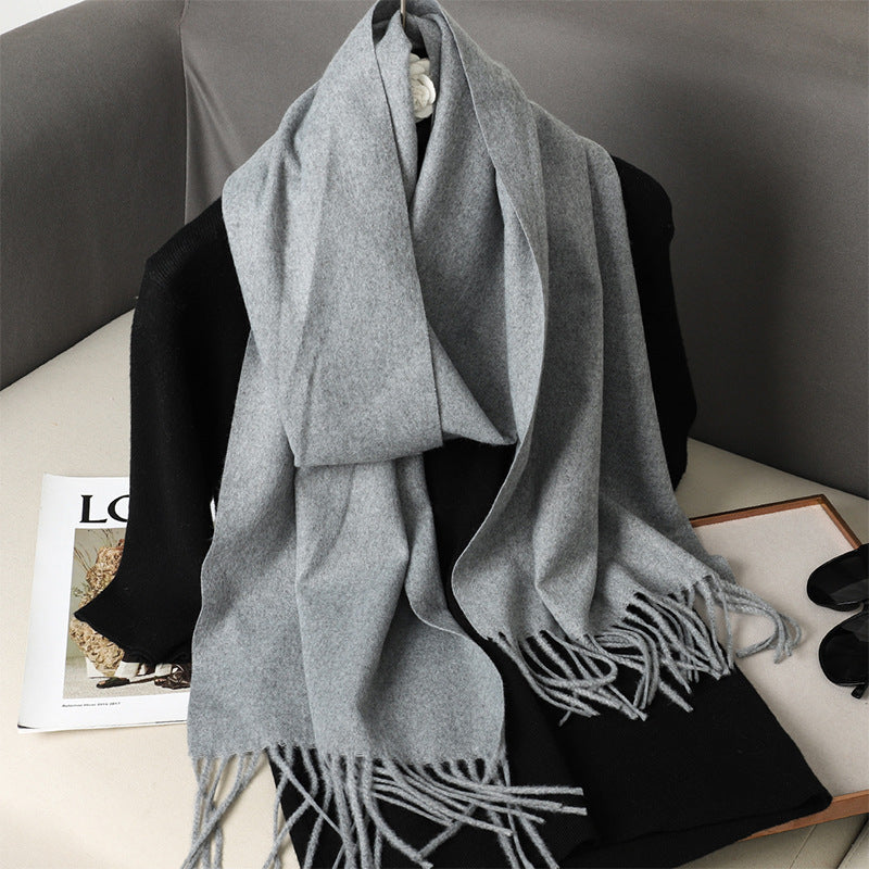 Solid Color Maillard Scarf Cashmere-like Women Warm Shawl